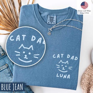 Aangepast shirt kat vader, comfortabele kleuren, T-shirt kat vader cadeaus voor kat vader Gepersonaliseerde vader kat cadeaus voor Vaderdag voor kat vader T-shirt kat vader