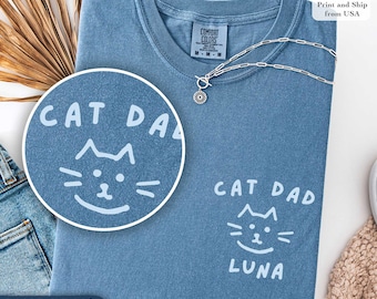 Custom Cat Dad Shirt, Comfort Colors, Cat Dad T-Shirt Gifts for Cat Dad Personalized Cat Dad Gifts for Father's Day for Cat Dad Tee Cat Dad