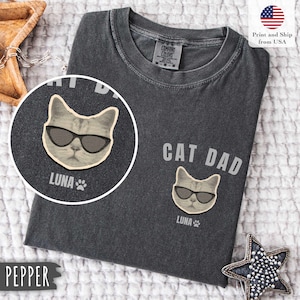 Aangepast shirt kat vader, comfortabele kleuren, T-shirt kat vader cadeaus voor kat vader Gepersonaliseerde vader kat cadeaus voor Vaderdag voor kat vader T-shirt kat vader