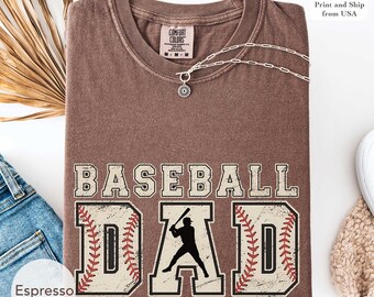 Comfort Colors® Baseball Dad Shirt With Custom Number And Name, Personalized Baseball T-shirt, Baseball Mom Shirt, Baseball Team Outfit