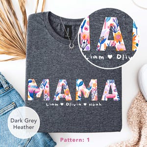 Mama Floral Shirt, Personalized Mom Shirt With Kids Names, Custom Kid&#39;s Names Mom Shirt, Custom Mom Shirt With Kids Names, Mothers Day Shirt