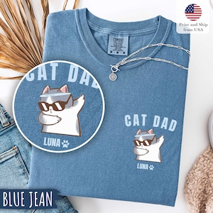 Aangepast shirt kat vader, comfortabele kleuren, T-shirt kat vader cadeaus voor kat vader Gepersonaliseerde vader kat cadeaus voor Vaderdag voor kat vader T-shirt kat vader