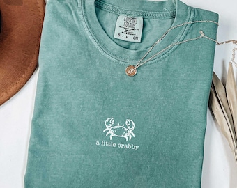 Comfort Colors® A Little Crabby Shirt, Minimalist Beach T-shirt, Funny Meme Shirt, Summer Crabby Tee, Cute Beach Coastal Shirt