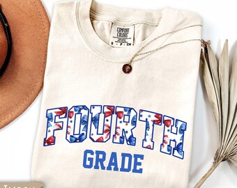 CUSTOM Fourth Grade Team Shirt, Floral 4th Grade Teacher Shirt, 4th Grade Squad Flower Tee,Back to School T-Shirt,Personalized Grade T-Shirt