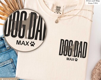 Comfort Colors® Individuelles Hundehalsband mit Hundenamen, Vatertagsgeschenk für Hundevater, Hundeliebhaber Geschenke, Hundebesitzer T-Shirt, Hundevater Geschenk