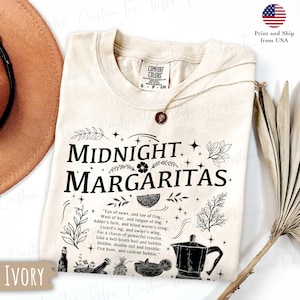 Midnight Margaritas Comfort Colors® Shirt, Tequila Shirt, Witchy Tee, Margarita Halloween Shirt, Gifts for Halloween, Bookish Merch