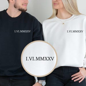 Anniversary Hoodie with Initials on Sleeve, Roman Numeral Hoodie, Wedding Date Sweatshirts, Valentines Anniversary Gift For Him,