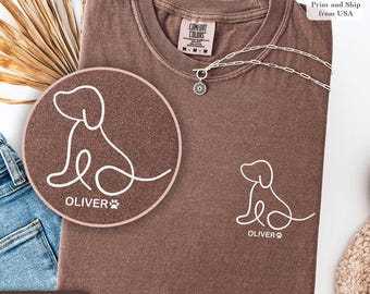 Comfort Colors® Individuelles Hundehalsband mit Hundenamen, Vatertagsgeschenk für Hundevater, Hundeliebhaber Geschenke, Hundebesitzer T-Shirt, Hundevater Geschenk