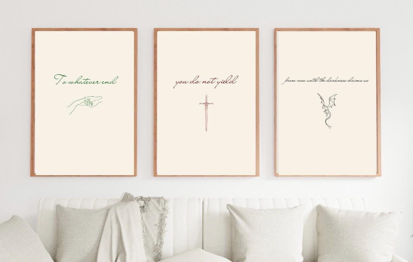 3 Throne of Glass prints - you do not yield, to whatever end, from now until the darkness claimed us