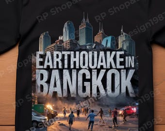 Earthquake in Bangkok - Digital Art Printable | Disaster Awareness T-Shirt Design | 4500x5400 PNG – Digital Download