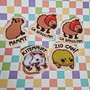 Stickers with italian swearing - funny sticker, jokes, gift idea, parolacce italiane, capybara, opossum, frog