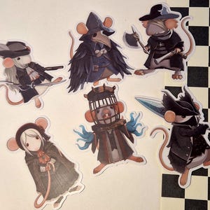BLOODBORNE RAT stickers - holographic Doll Hunter Micolash Father Gascoigne Lady Maria videogame