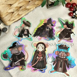 BLOODBORNE RAT HOLO stickers - holographic Doll Hunter Micolash Father Gascoigne Lady Maria videogame