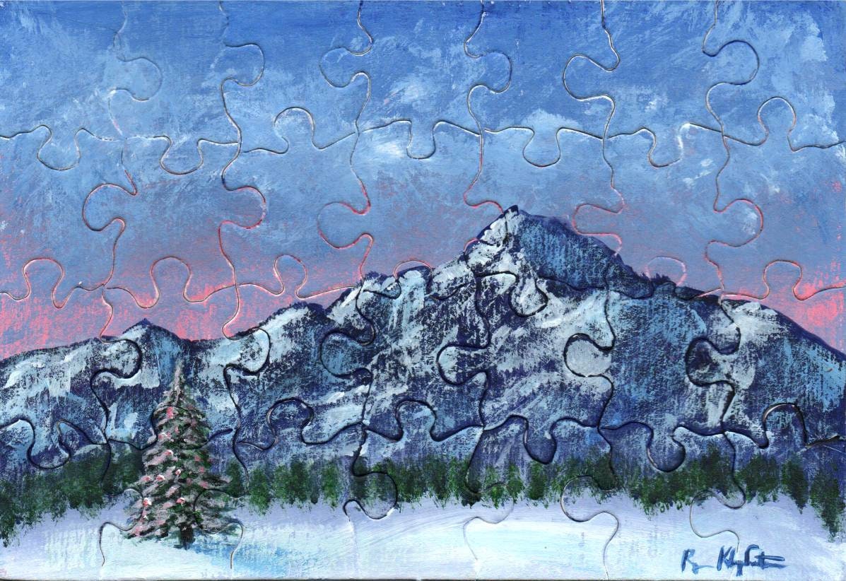絵画 Winter Mountains Winter in mountains Painting by Olena Uriasieva