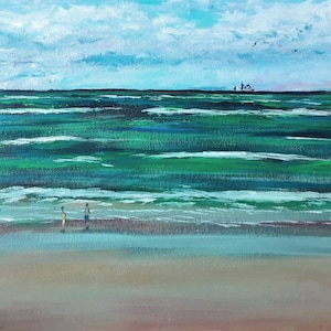 Ormond Beach Florida original plein air impressionist ocean waves seascape painting by artist Ryan S Klopfenstein July 23