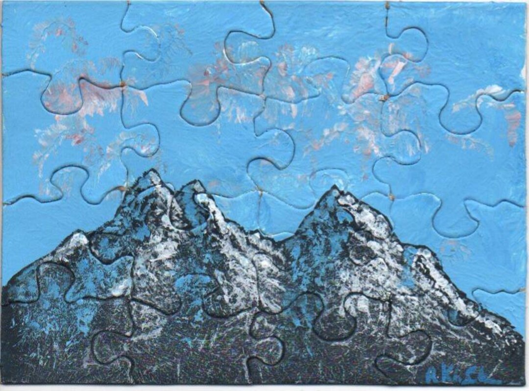 Mountain 1 Original Handpainted Jigsaw Puzzle by Artist Ryan Etsy UK