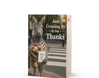 Funny Zebra Crossing Thank You Card, 5x7 Animal Greeting Card