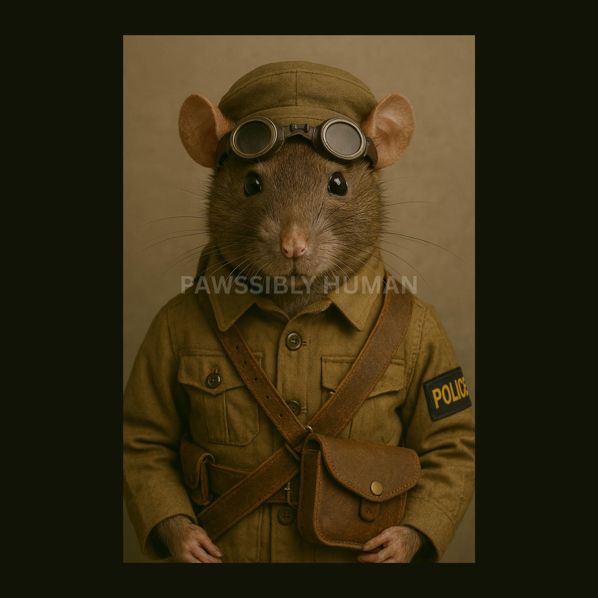Field Officer Rat – Funny Military Animal Print – Vintage Style 