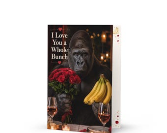 Funny Gorilla Love Card, Banana Pun Anniversary Greeting Card, Animal Humor (5x7")