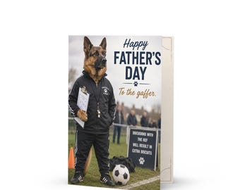 Funny German Shepherd Football Card for Dad, Gaffer Coach Greeting (5x7")