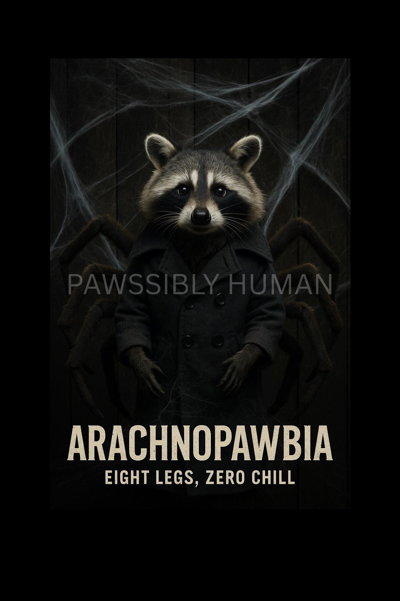 Spider Raccoon Art Print: Arachnopawbia Halloween Decor (digital