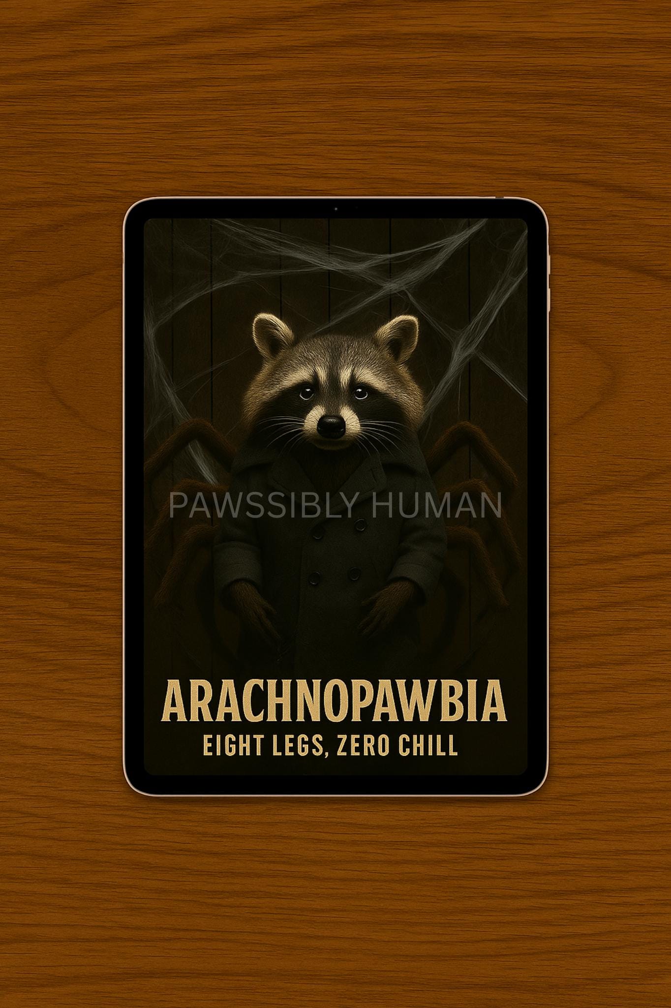 Spider Raccoon Art Print: Arachnopawbia Halloween Decor (digital