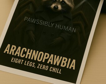 Spider Raccoon Art Print: Arachnopawbia Halloween Decor (digital