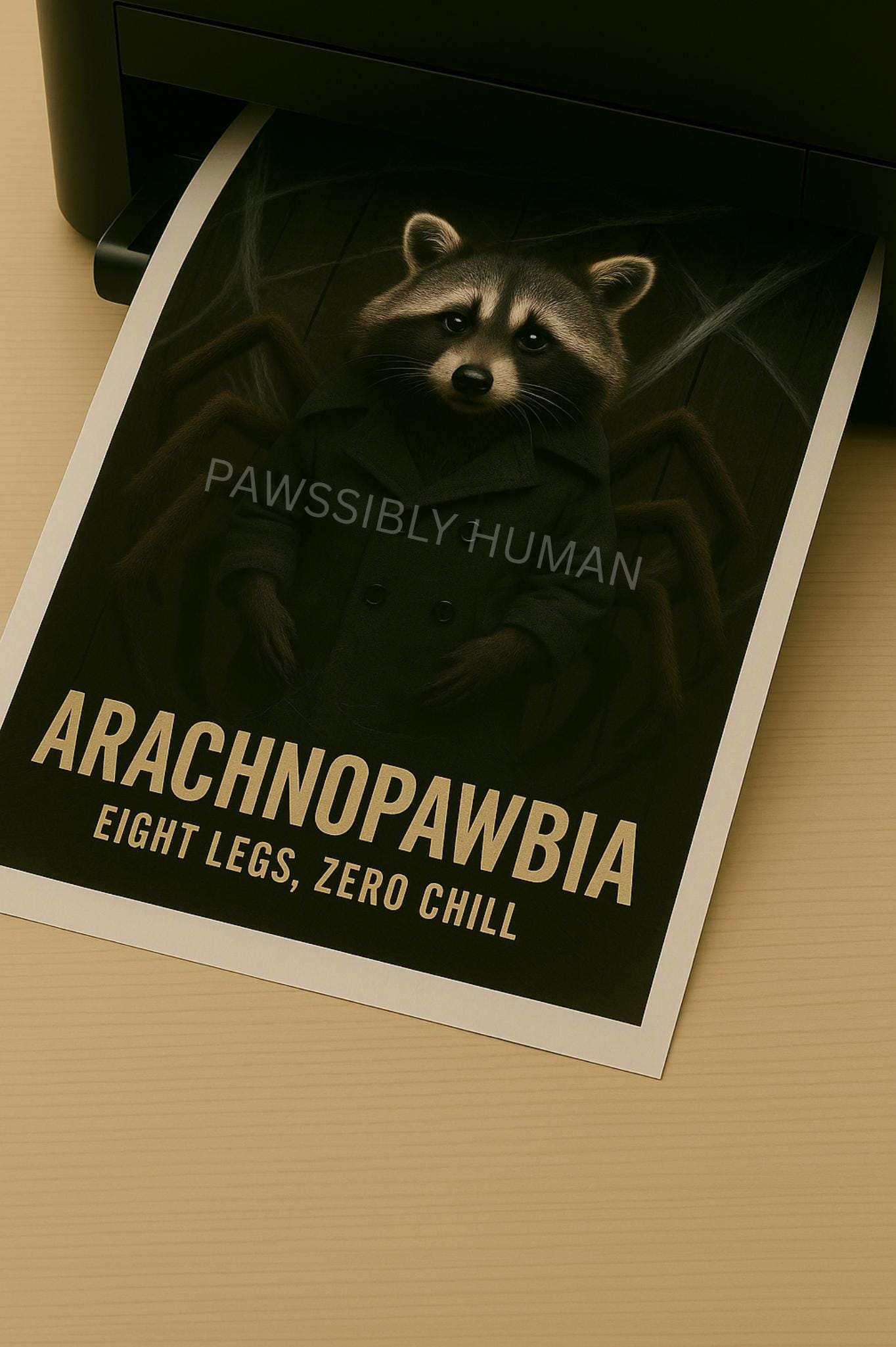 Spider Raccoon Art Print: Arachnopawbia Halloween Decor (digital