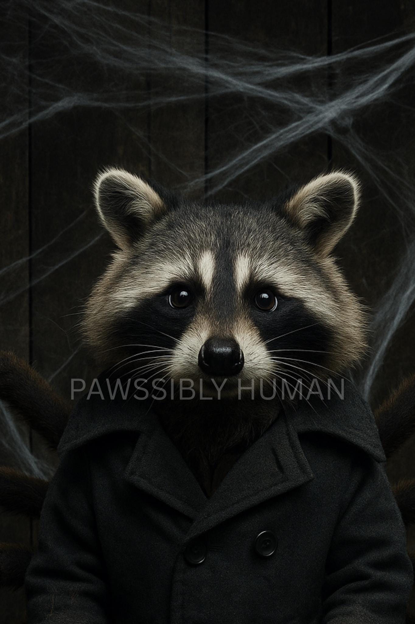 Spider Raccoon Art Print: Arachnopawbia Halloween Decor (digital