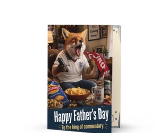 Funny Fox Football Dad Father's Day Card, King of Commentary Greeting (5x7")