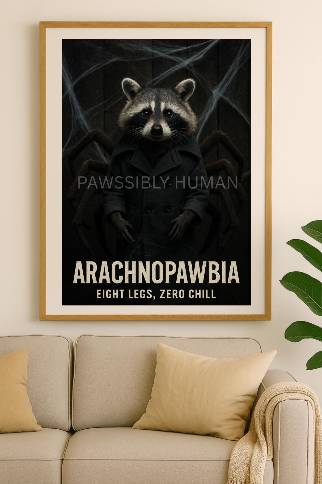 Spider Raccoon Art Print: Arachnopawbia Halloween Decor (digital