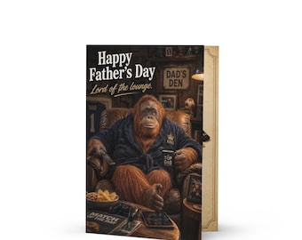 Funny Father's Day Card, Orangutan Lord of Lounge, Dad's Den (5x7 Card)