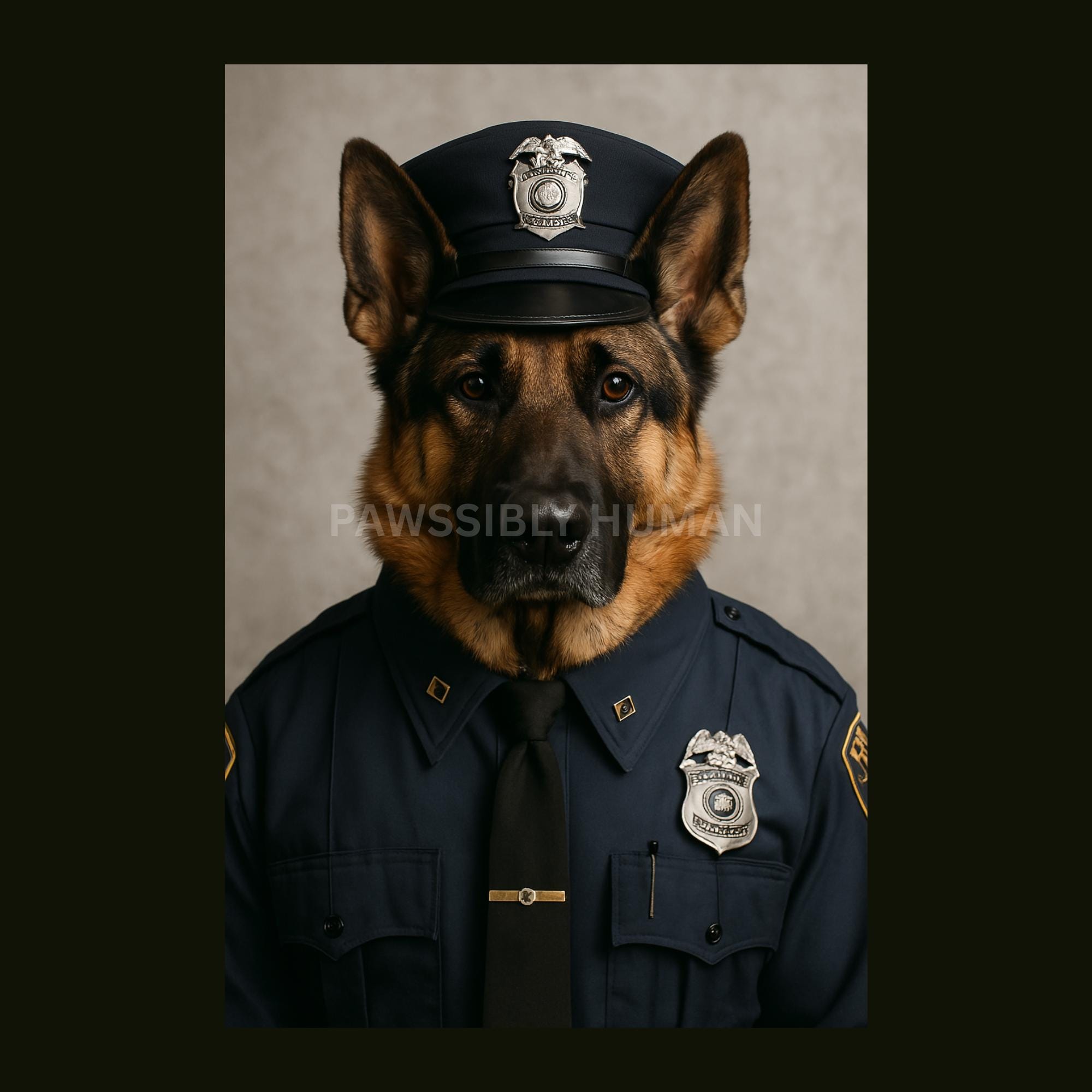 警察官の子犬 - ジャーマンシェパード犬の肖像画 (デジタル