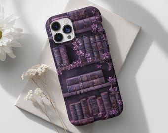 Gothic Bookshelf Phone Case, Dark Academia, Creepy Bookworm Gift
