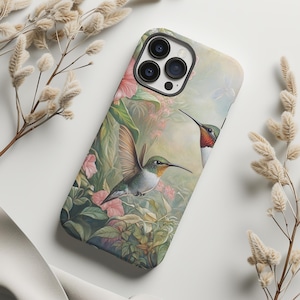 Funda de teléfono con diseño de colibrí vibrante, regalo de verano para ella, funda de teléfono de verano, elegante diseño inspirado en la naturaleza, ideal para iPhone 16, 15, 14 y 13 Pro Max Plus.