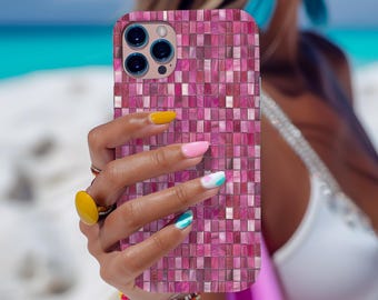 Pink Mosaic Tile Phone Case, Soft Artistic Design