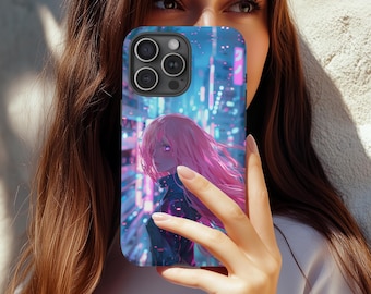 Pastel Anime Girl iPhone Case, Japanese Cartoon Art Phone Cover