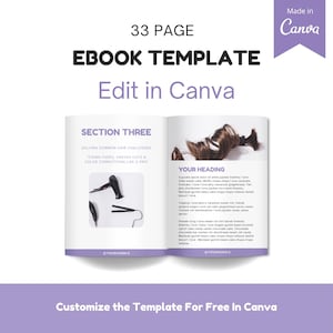 Hairdresser Handbook Canva eBook Template | 33 Page Hairstylist Guide | Salon Business eBook | Hairdresser Workbook | Edit in Canva