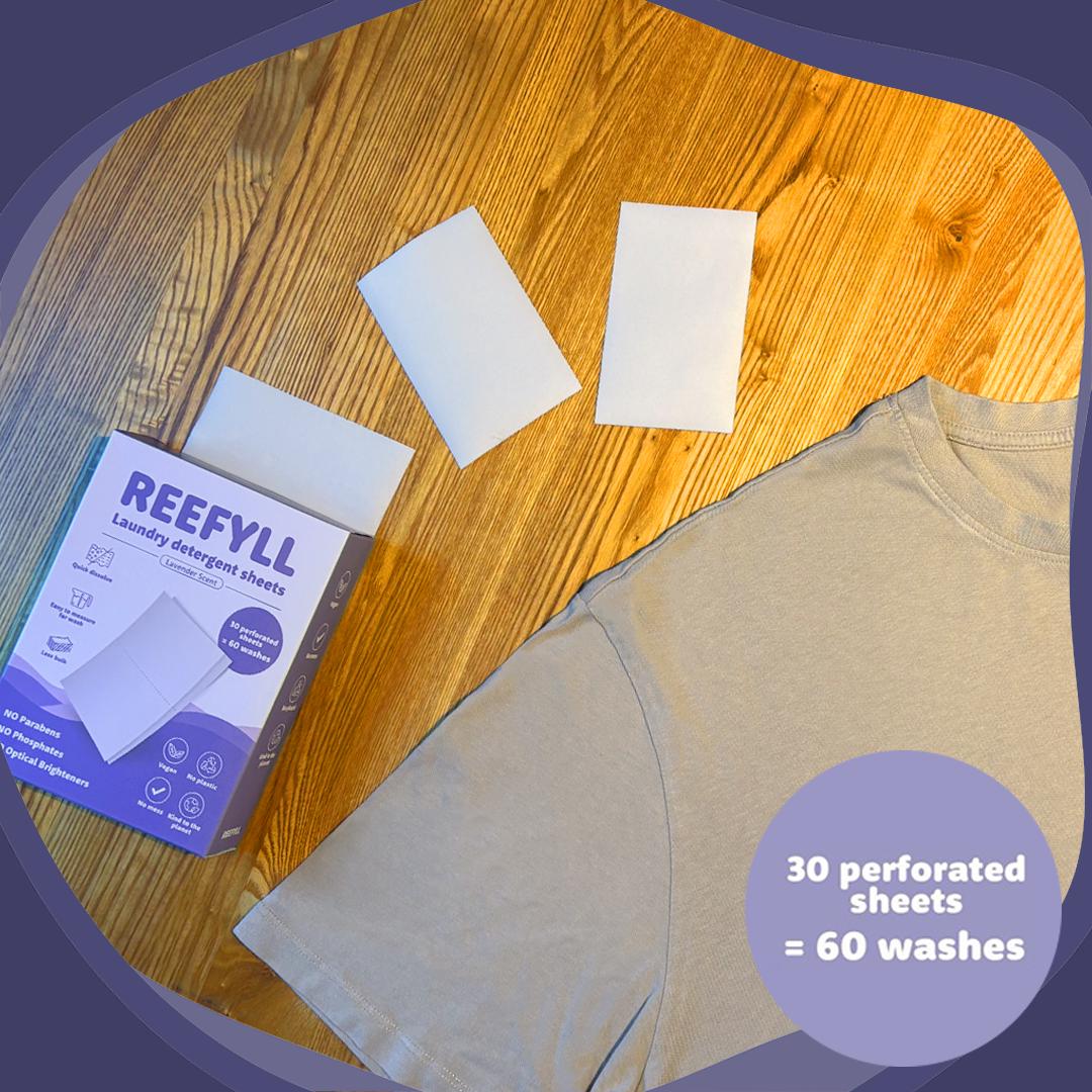 Reefyll Eco Laundry Detergent Sheets Lavender Scented x 30 (60 washes) No Plastic pods or bottles