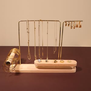 ELYA Schmuckständer aus Holz - Ohrringhalter, Halskettenaufhänger, Armbandständer, Ringtablett