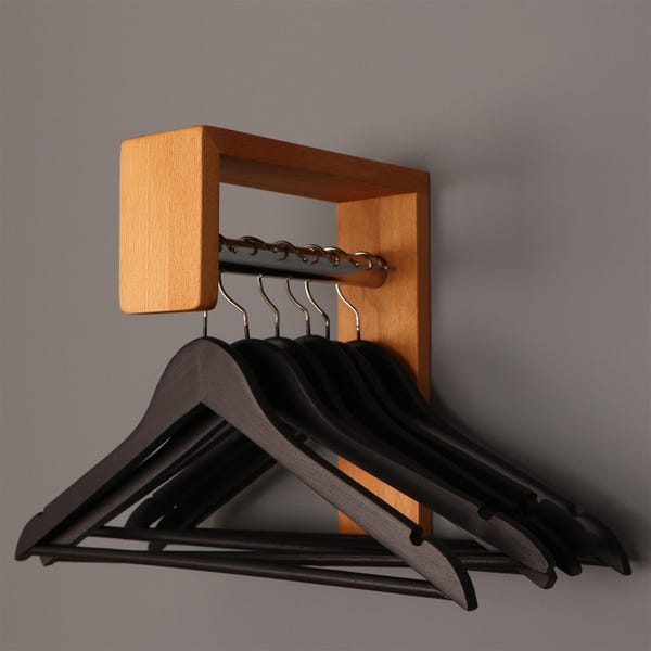 Wood Coat Hanger Wall Mount: Farmhouse Hanging Rail