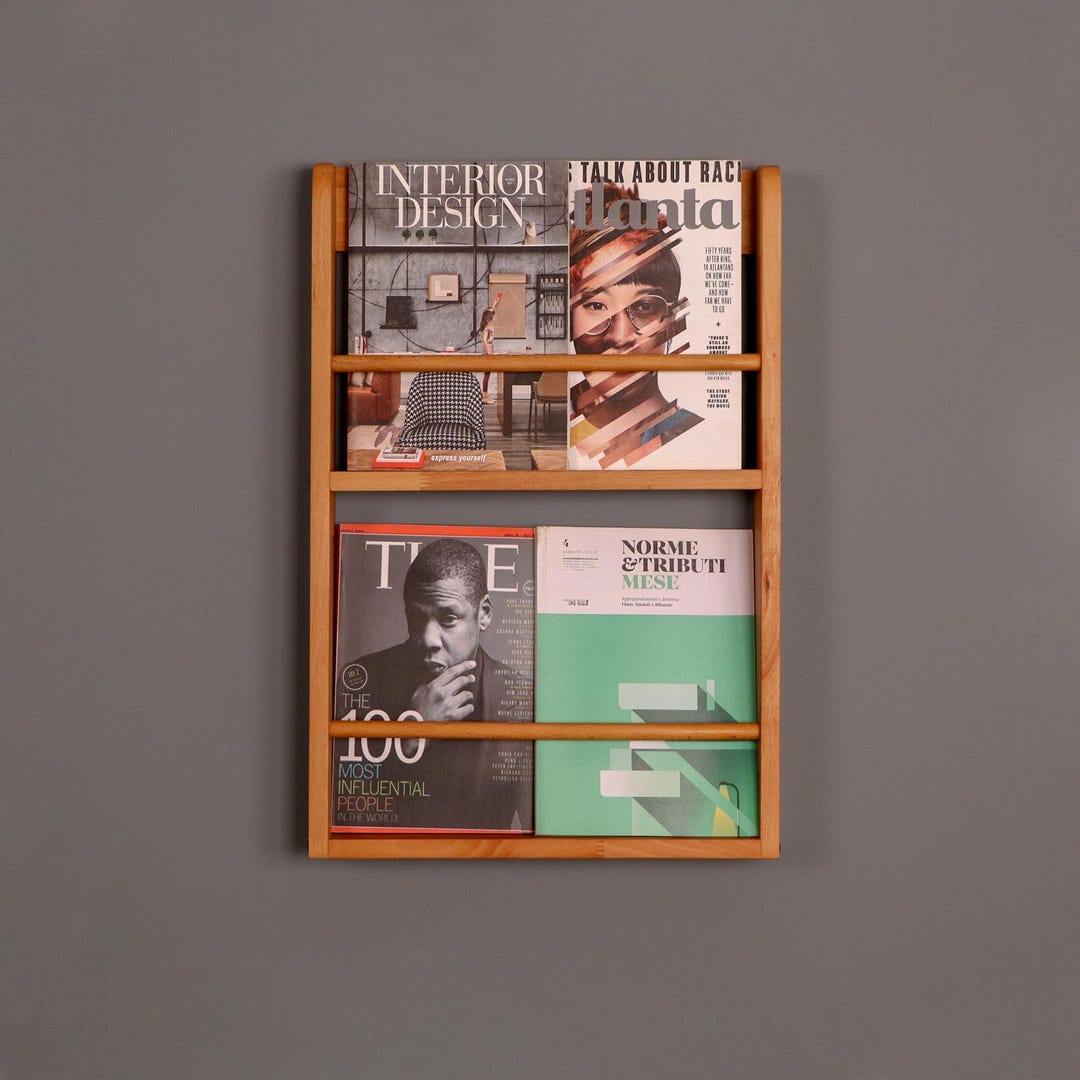 Wooden Wall Magazine Rack: Modern Living Room Decor - Etsy