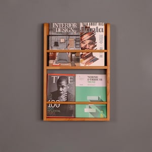 wooden wall hanging magazine rack, living room decor, Modern Wall Mounted Magazine Rack