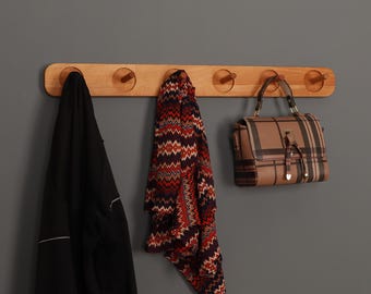 Beech Wood Coat Hook Rail, Wall Mounted Entryway Hanger
