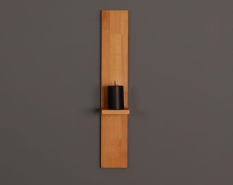 Beech Wood Wall Candle Holder, Rustic Candle Sconce