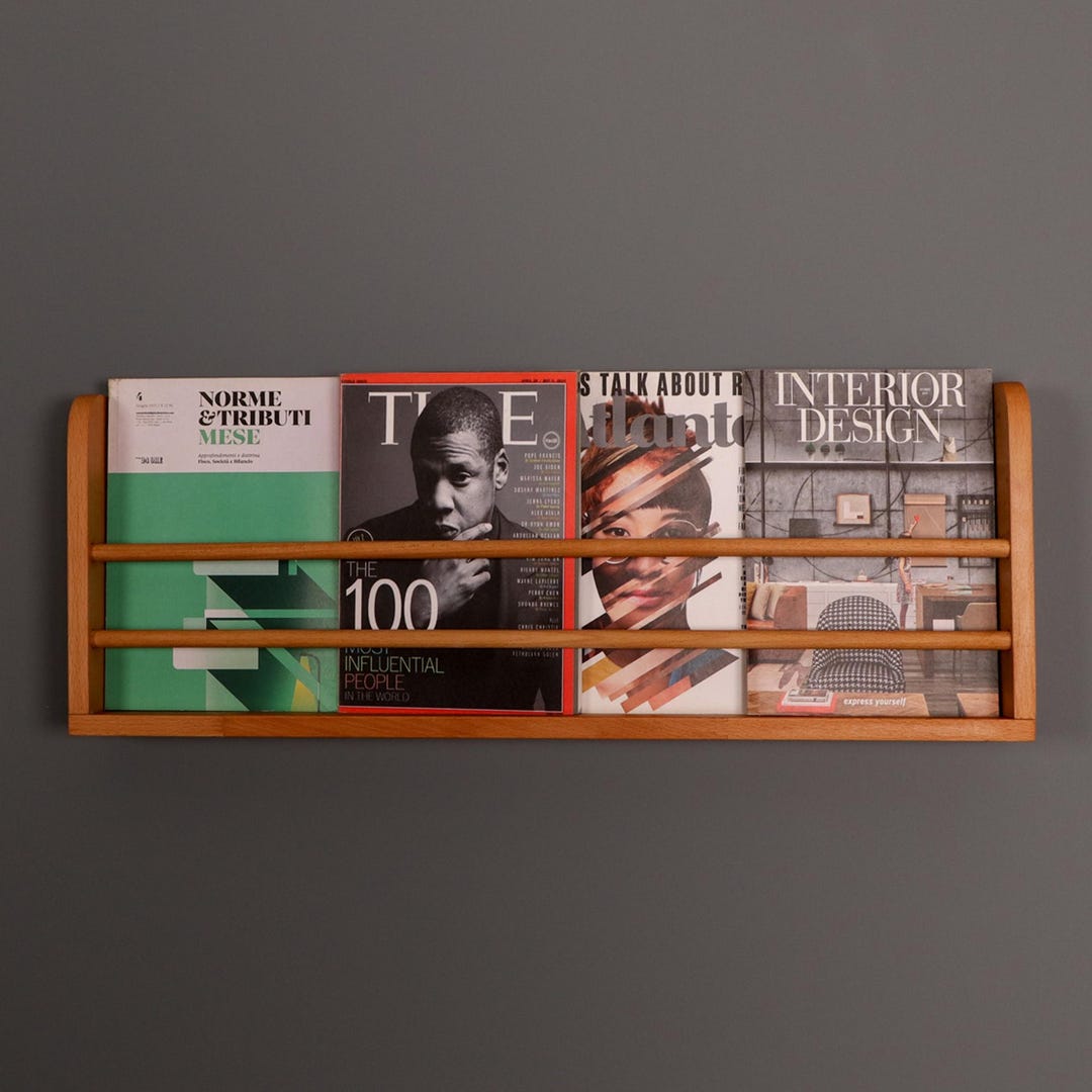 Wooden Wall Magazine Rack: Modern Golden Oak Office Storage - Etsy
