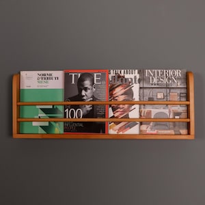 wooden wall hanging magazine rack, modern office storage, decorative magazine holder, living room rack
