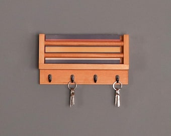 Wooden Mail and Key Holder: Rustic Wall Organizer