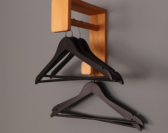 Wall Mounted Wood Coat Rack: Golden Oak Hanging Rail