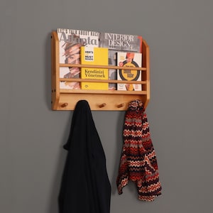 aan de muur hangend tijdschriftenrek en kleerhanger, wandorganizer, aan de muur monteerbare tijdschriftenhouder,